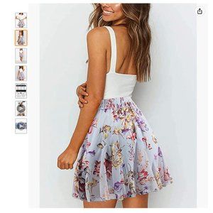 PRETTYGARDEN Women's Vintage Floral Mini Skirt Ruffle Pleated Elastic Waist A-Li